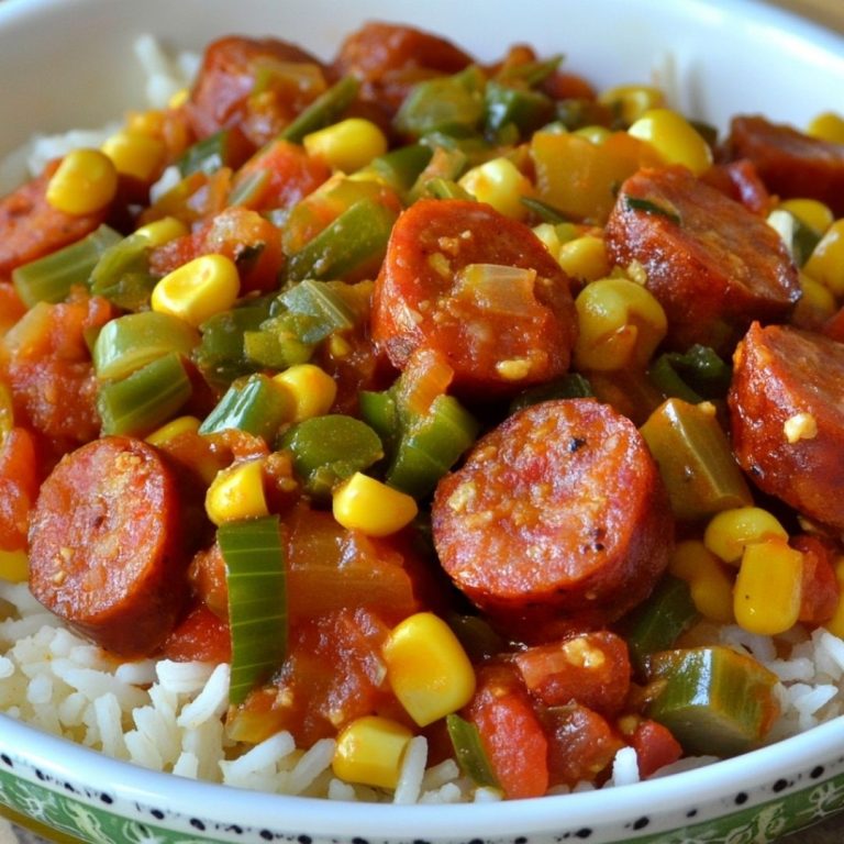 Smoked Sausage Tomatoes and Okra Skillet